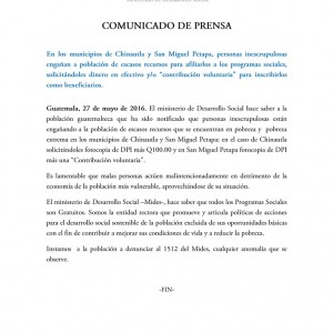 COMUNICADO DE PRENSA
